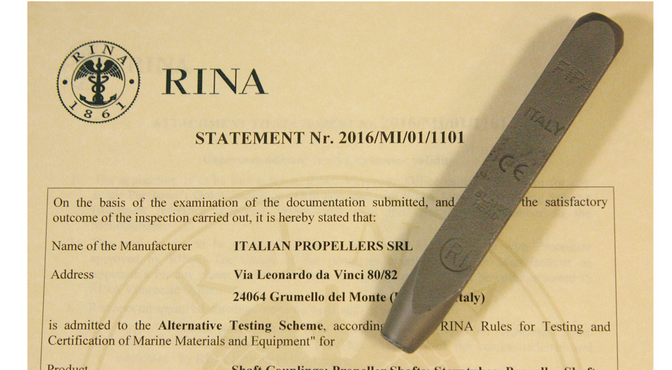 Italian Propellers ottiene il Certificato di Collaudo Alternativo Totale