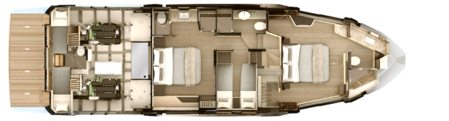 Test dell'Absolute 56 Fly - Layout del ponte sottocoperta.