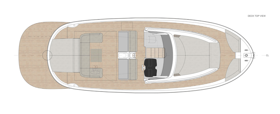Apreamare Gozzo 45: layout ponte di coperta.