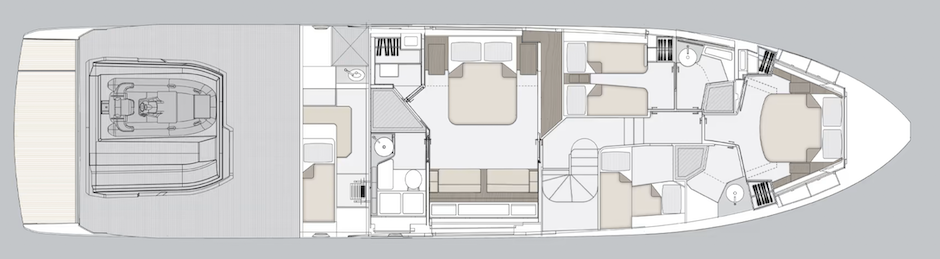 Azimut S7 - Layout sottocoperta.