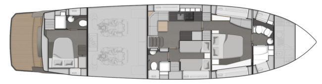 Rizzardi GR 63 - Layout sottocoperta.