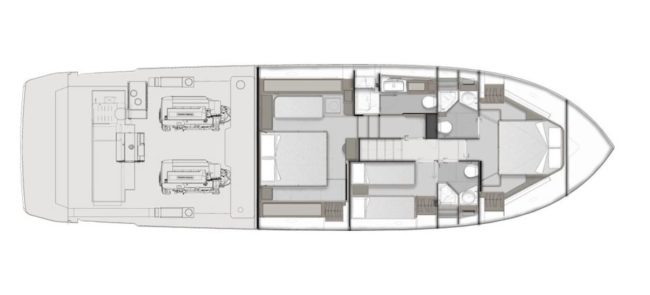 Ferretti Yachts 580 Layout sottocoperta opzione 1