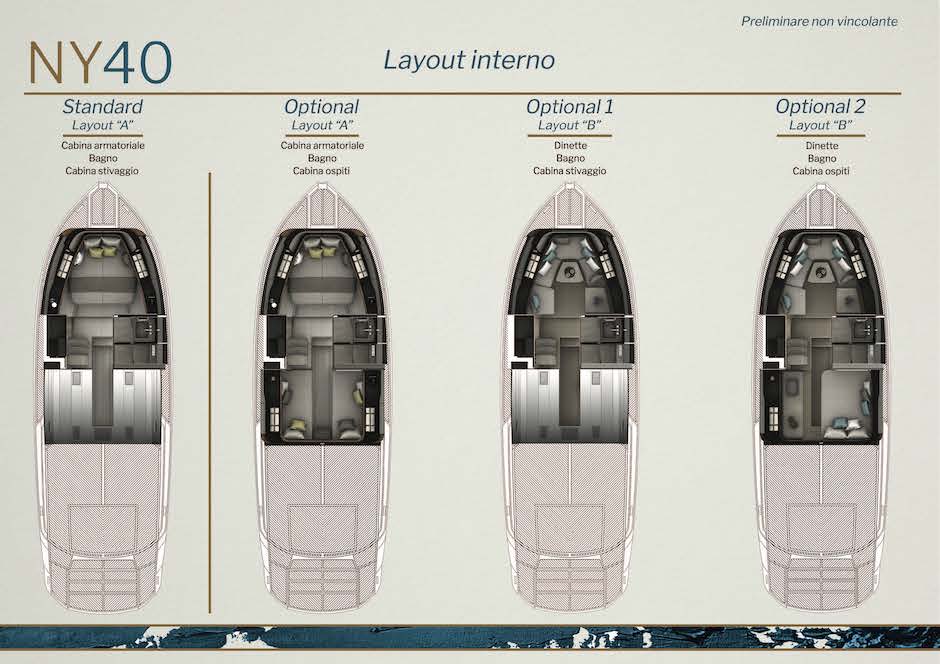 Nerea Yacht NY40 tutte le opzioni di layout interno.
