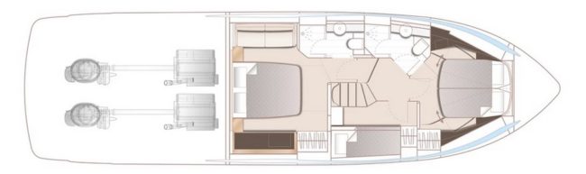 Princess F50 - Layout ponte sottocoperta.