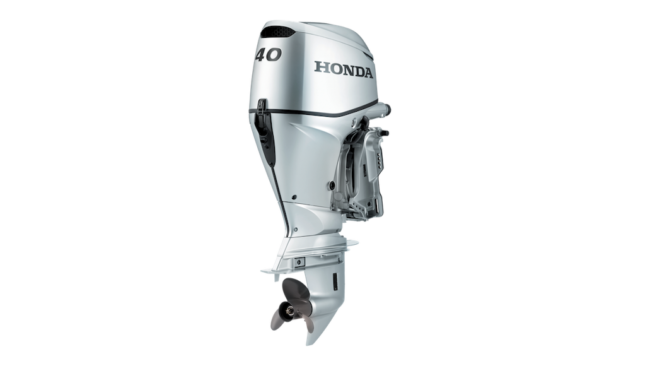 Fuoribordo senza patente di 40 cv Honda BF40E nella livrea Silver.