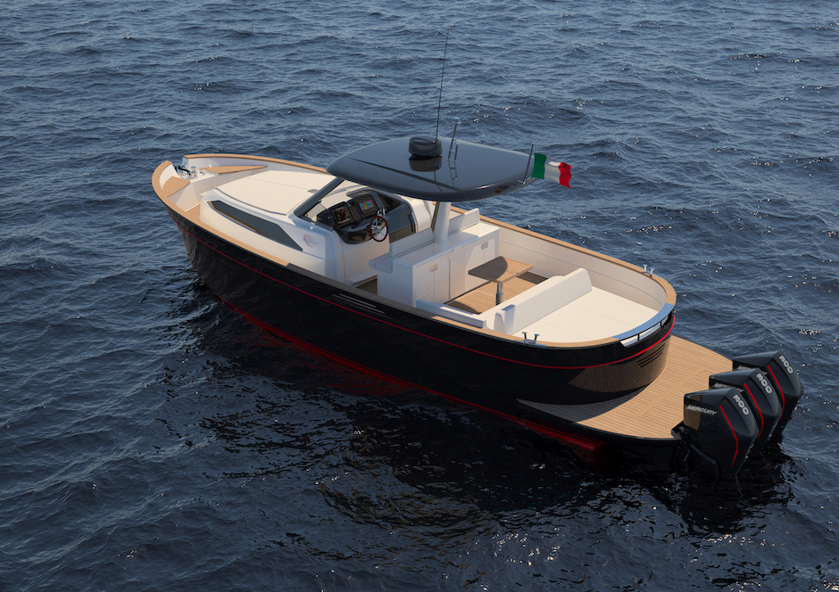 Apreamare Gozzo 35 Speedster, render con vista dall'alto.