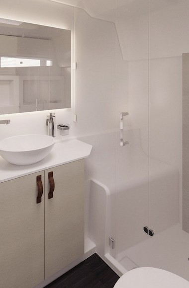 Four Winns TH36: bagno con doccia separata.