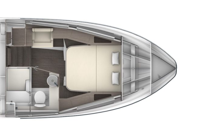 Wellcraft 355, layout sottocoperta.