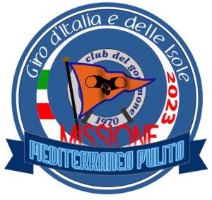Logo Missione Mediterraneo Pulito 2023 organizzato dal Club del Gommone di Milano.