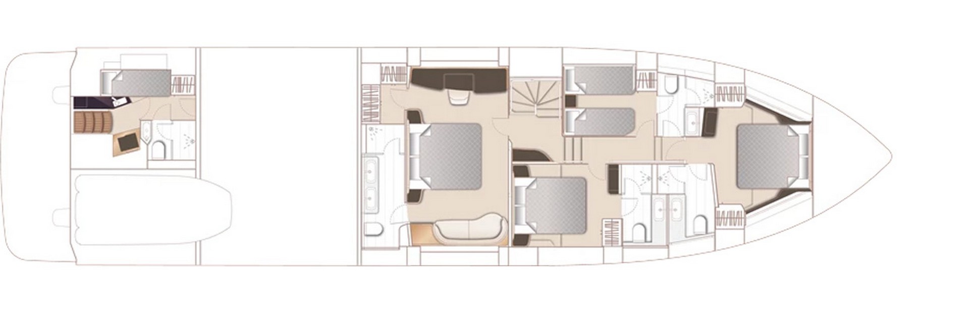 Princess S80 - Layout sottocoperta.