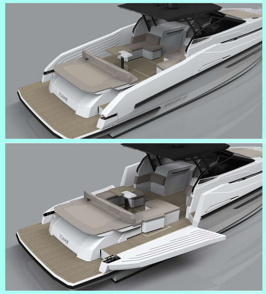 Daytona 45 render pozzetto aperto e pozzetto chiuso ai lati. 