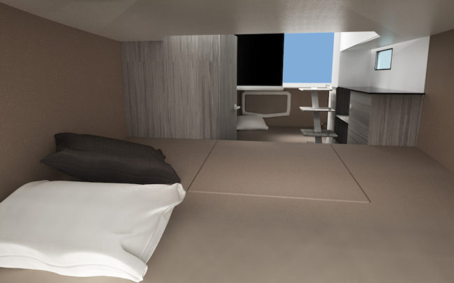 Ranieri Next 275 LX - Render Letto prodiero in cabina.