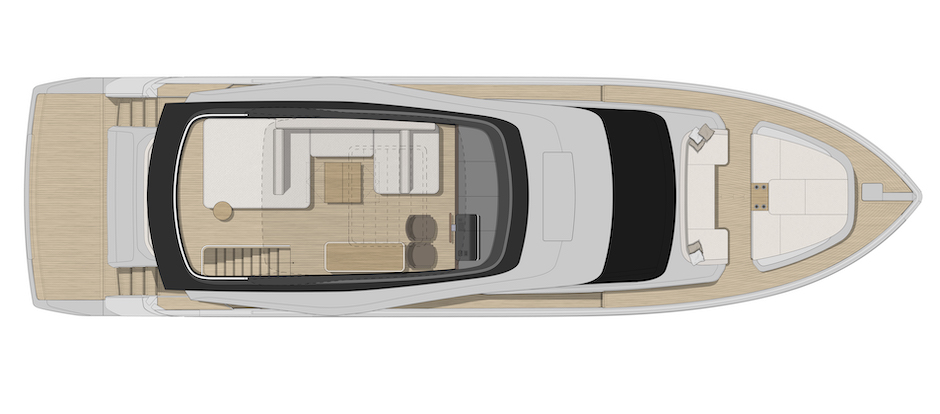 Cranchi Sessantadue 62 ft - Layout flying bridge.