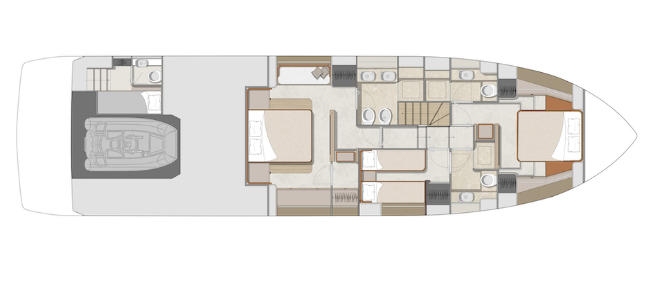 Cranchi Sessantadue 62 ft - Layout sottocoperta.