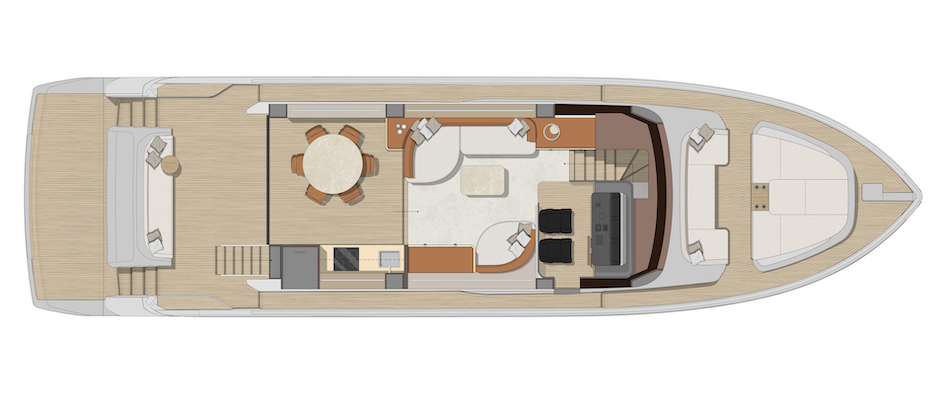 Cranchi Sessantadue 62 ft - Layout ponte di coperta.