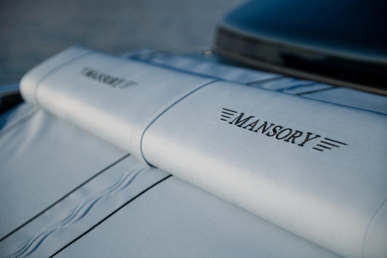 Dettaglio logo Mansory sulle cuscinerie.