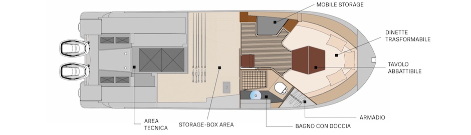 Layout sottocoperta del Tuccoli T295 VM.