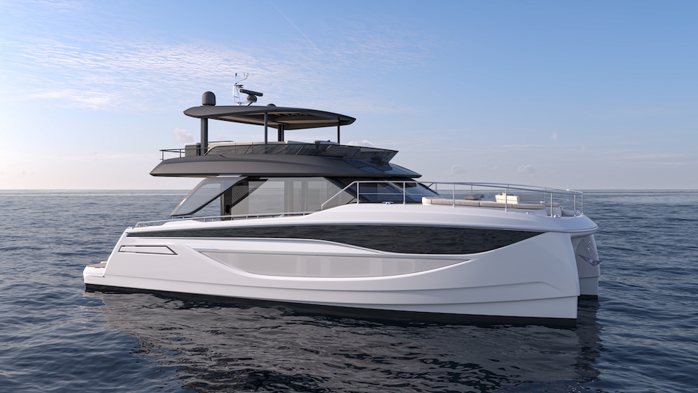 Prestige M7, arriva il terzo multiscafo del cantiere ed è un 18 metri