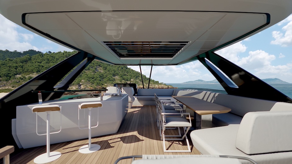 Flying bridge del Ferretti 800.