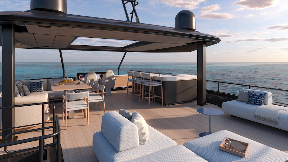 Flying bridge del Prestige M8 Evo.