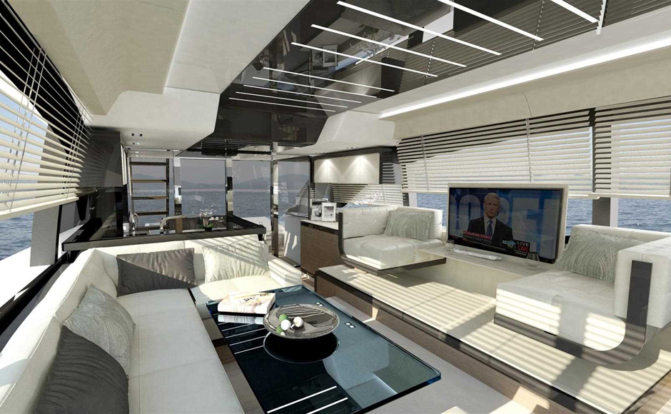 Ferretti 550 Salone visto da prua