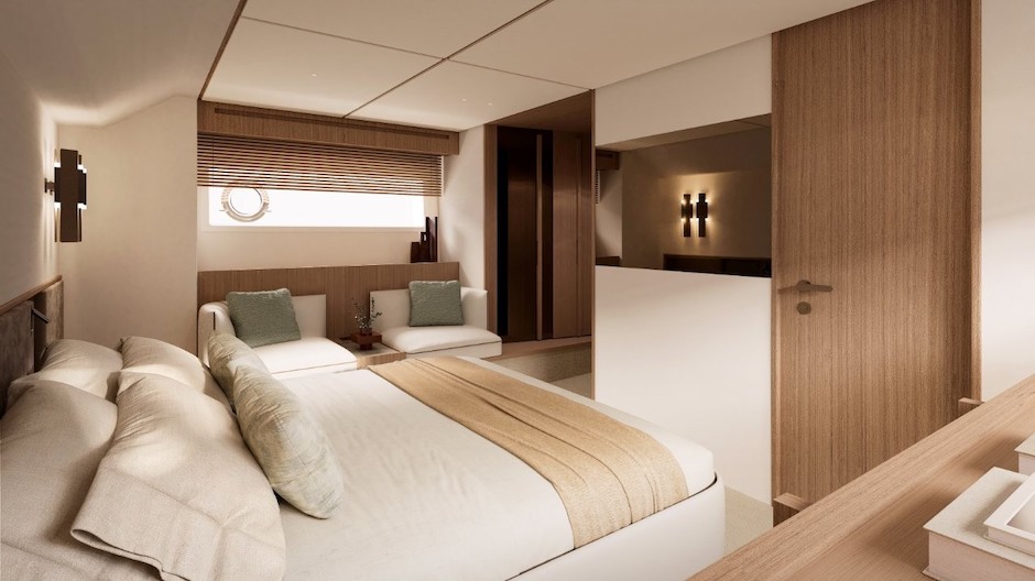 Cabina armatoriale dell'Azimut Fly 70.